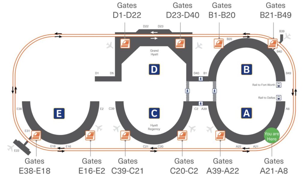 Image of Fort Worth Airport Dallas map