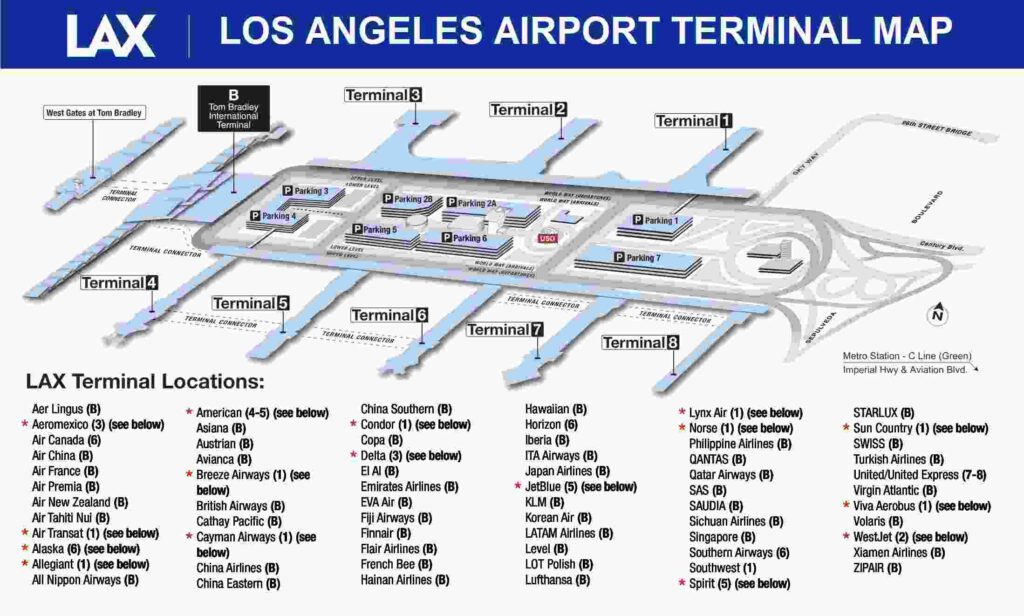 AirlinesPolicies-los angeles airport map of terminals