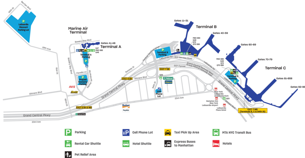 AirlinesPolicies-map of laguardia airport